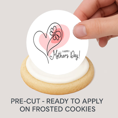 Hand Appling Mother's Day Heart Edible Image Cupcake Toppers