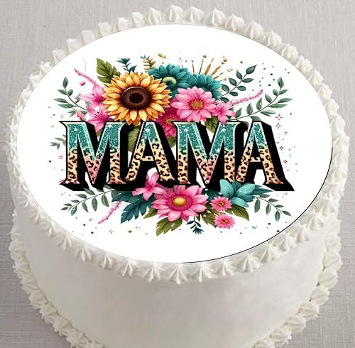 Custom Edible Cake Topper –  Mother's Day Mama Design – Pre-cut 8" Round Icing Sheet – RA Pape