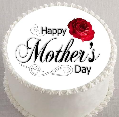 Custom Edible Cake Topper –  Mother's Day Red Rose Design – Pre-cut 8" Round Icing Sheet – RA Pape