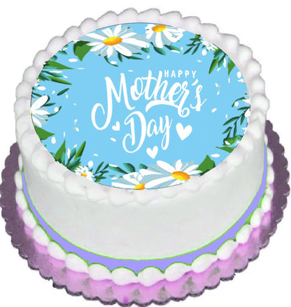 Edible Icing Image Cake Topper with Mothers Day Daisies themed decoration