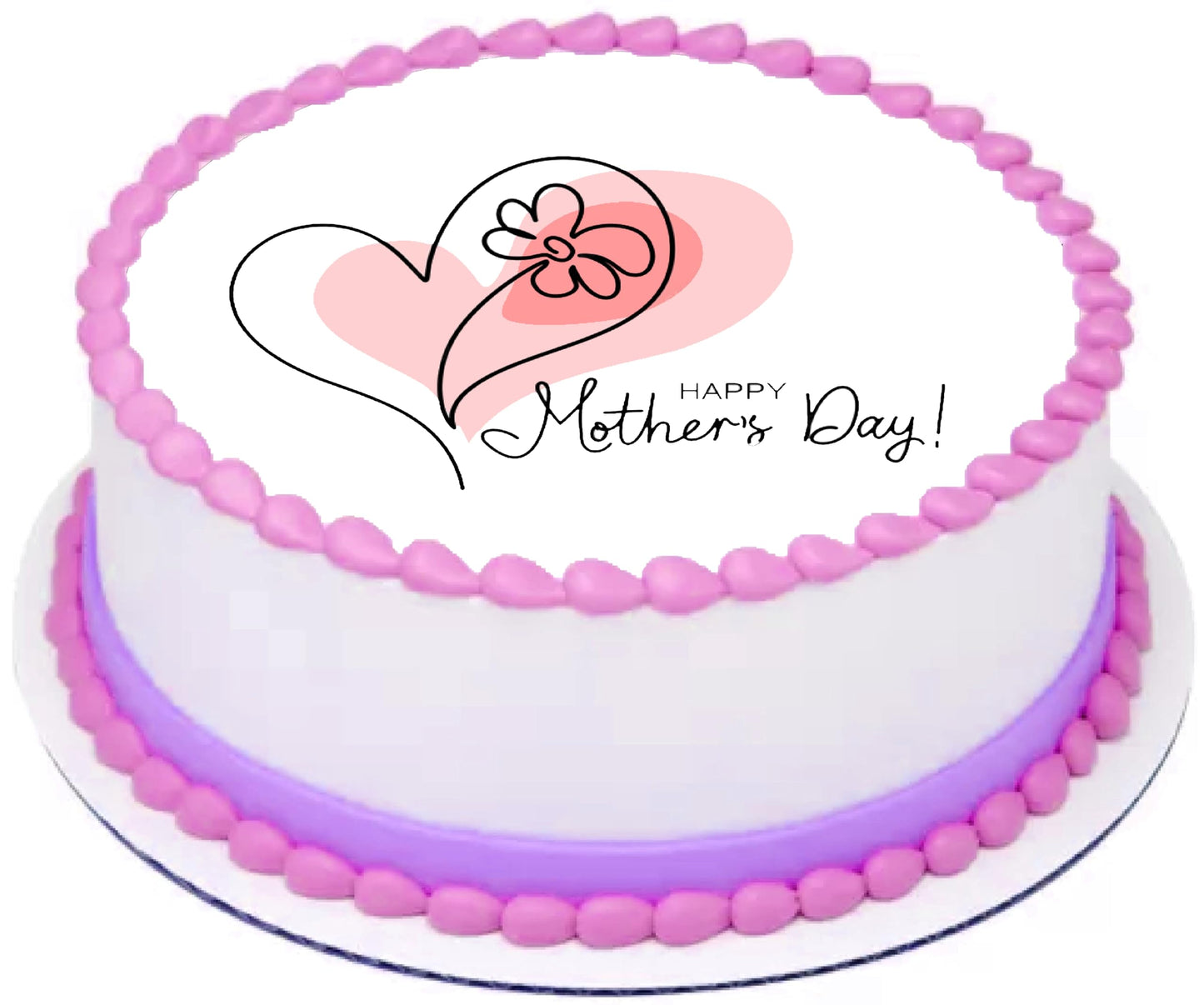 Edible Icing Image Cake Topper with Mothers Day Heart themed decoration