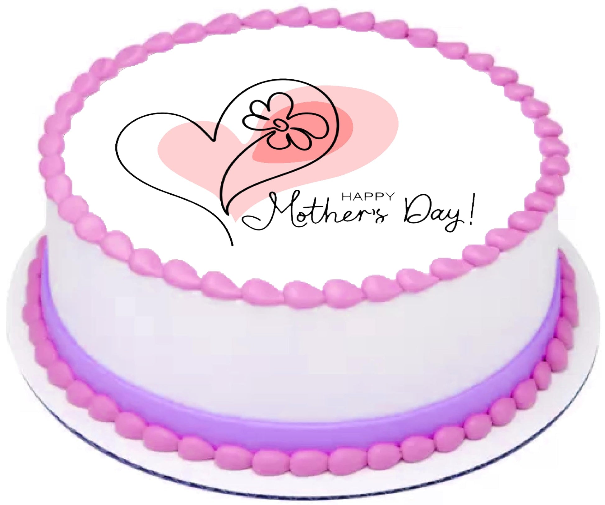 Edible Icing Image Cake Topper with Mothers Day Heart themed decoration