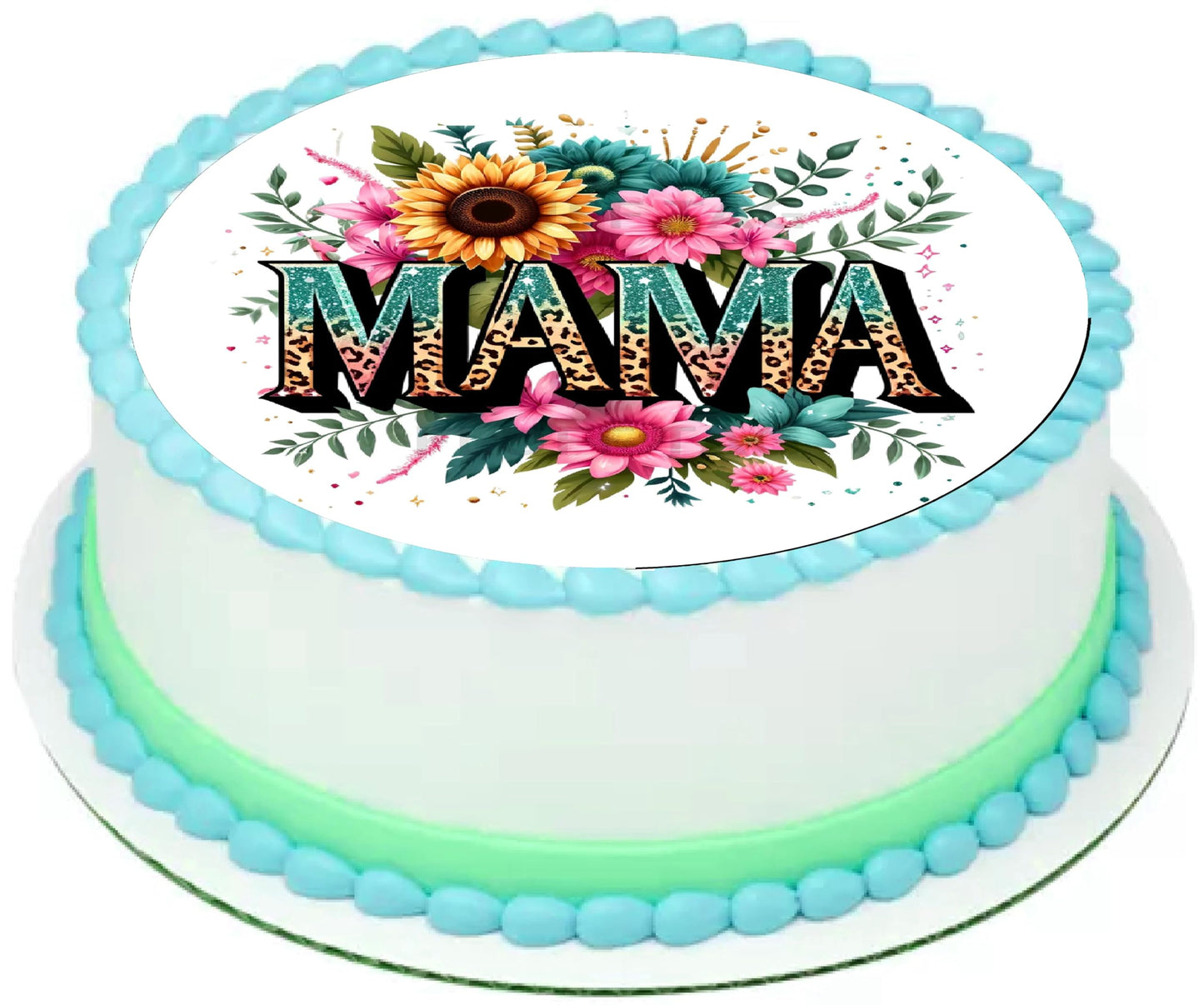 Edible Icing Images Cake Topper with Mothers Day Mama-themed decoration