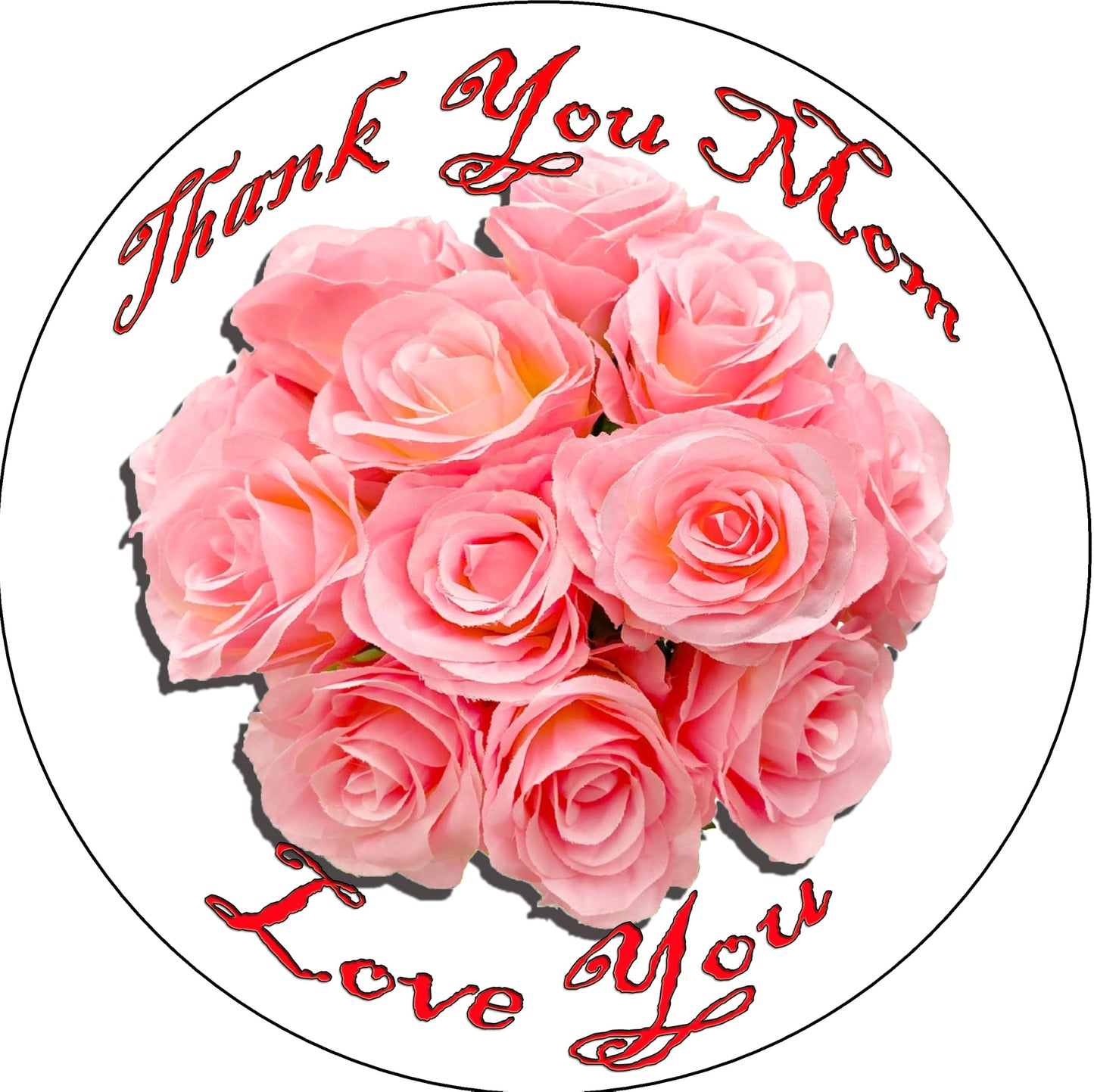 Mothers Day Peach Roses Edible Image Cake Topper Precut