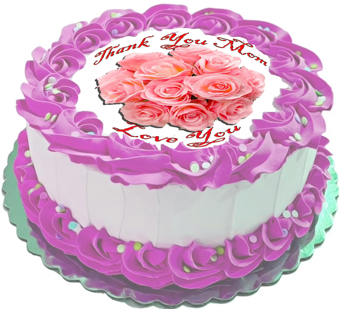 Edible Icing Image Cake Topper with Mothers Day Peach Roses themed decoration