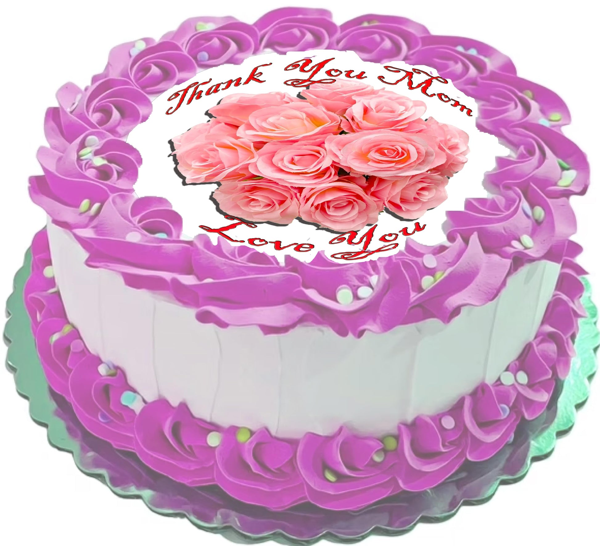 Edible Icing Image Cake Topper with Mothers Day Peach Roses themed decoration