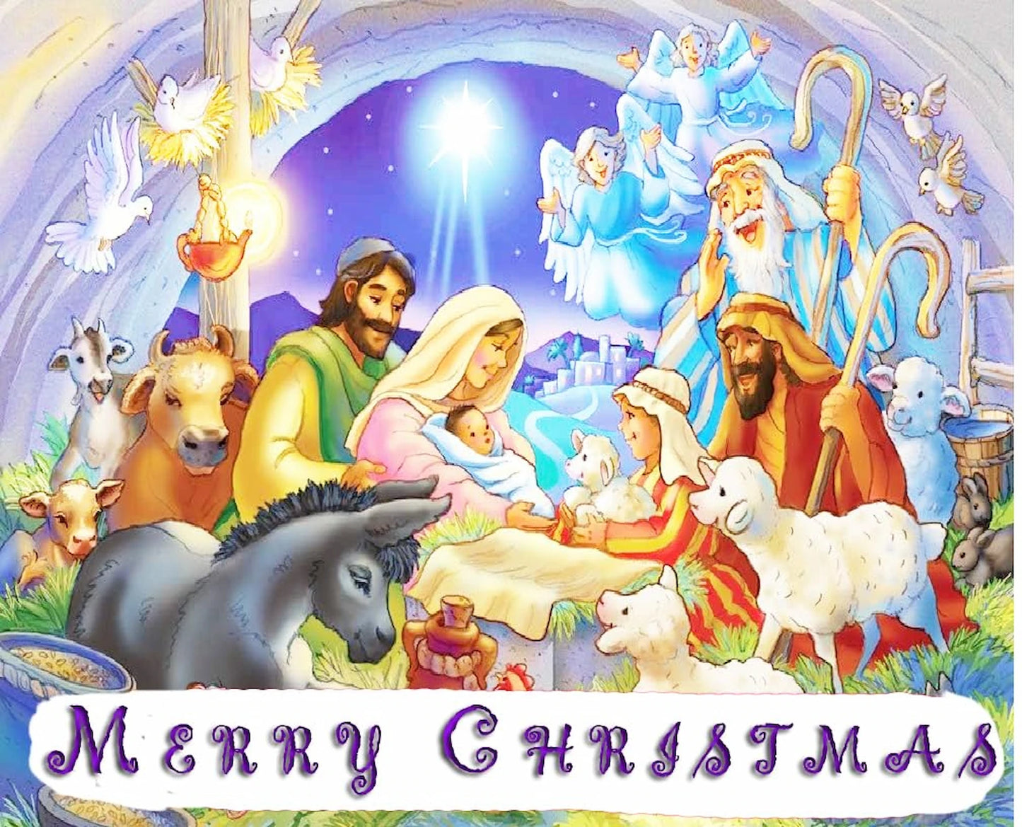 Nativity Design Christmas Edible image Sheet Cake Topper - Precut 