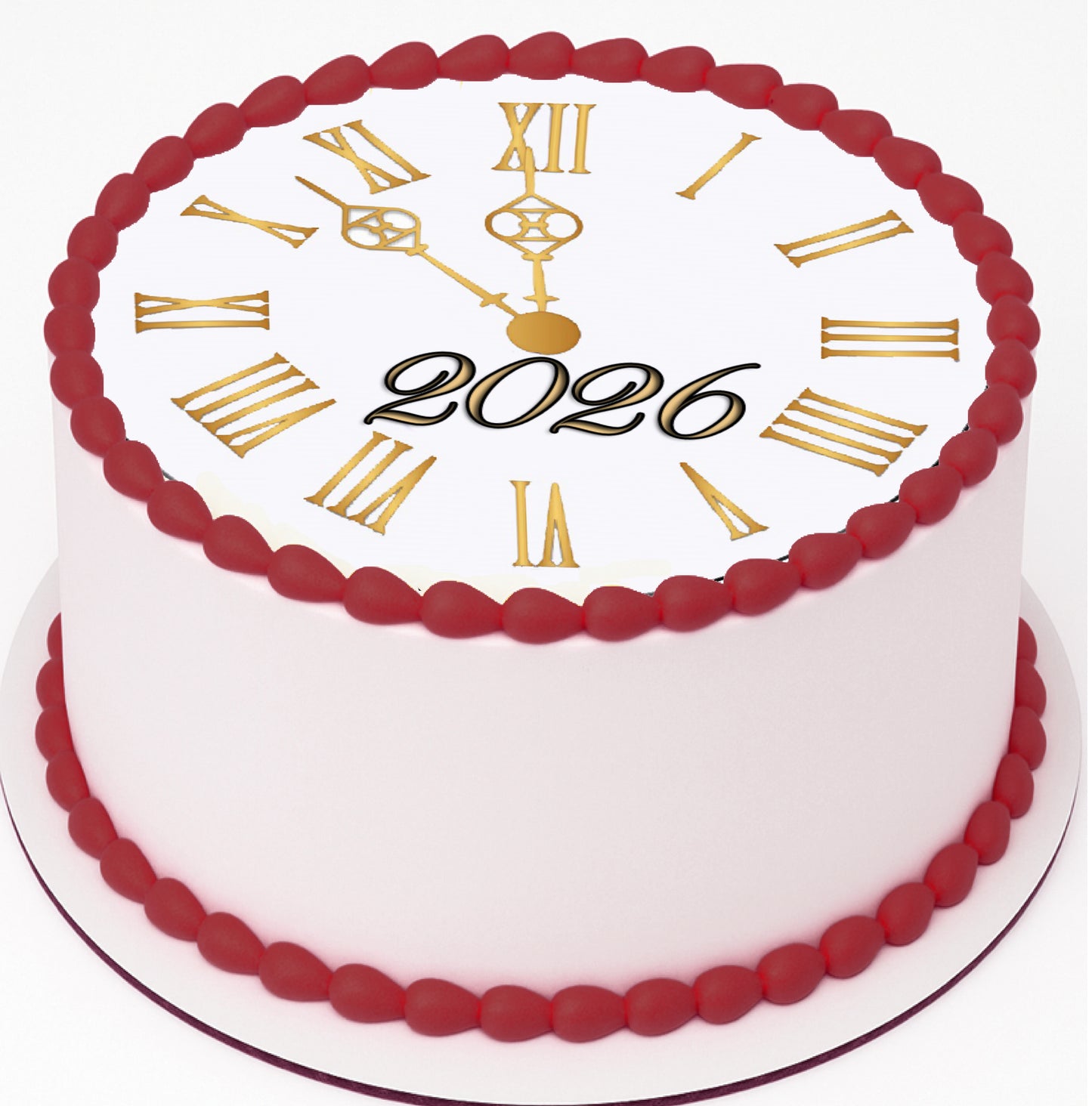 Custom Edible Cake Topper –  New Year Clock Design – Pre-cut 8" Round Icing Sheet – RA Pape