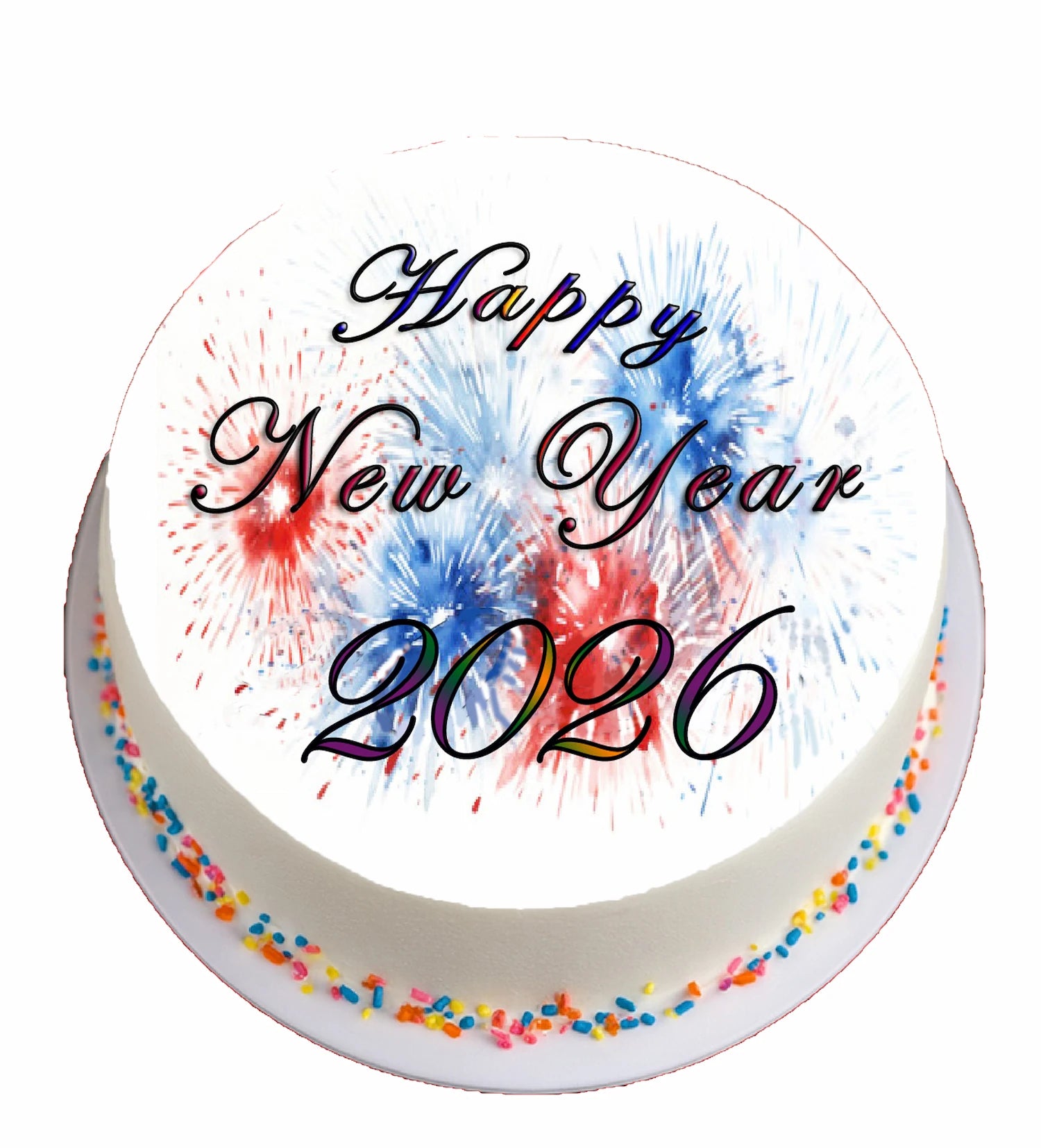 New Year Red White Blue Firecracker Edible Image Cake Topper