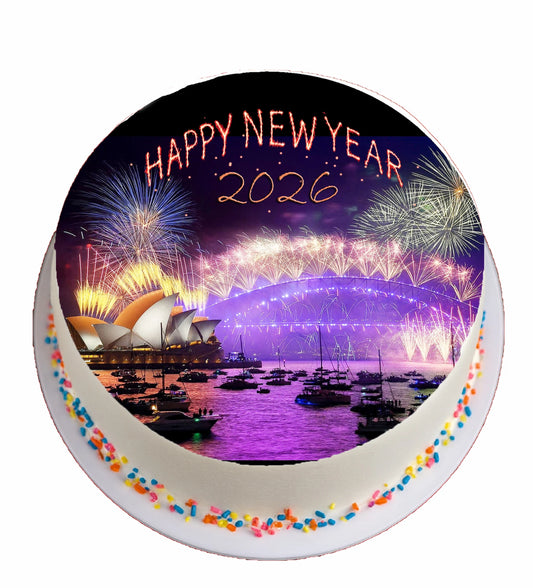 New Year Sydney Opera House Edible Image Cake Topper