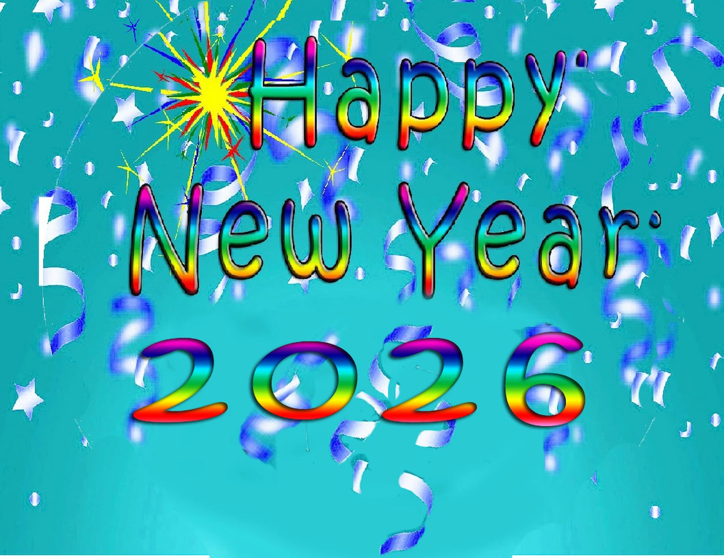 New Years Confetti Rainbow Sparkle Edible Image Sheet Cake Topper Ready to Use
