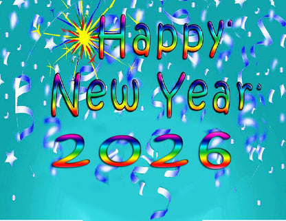 New Years Confetti Rainbow Sparkle Edible Image Sheet Cake Topper Ready to Use