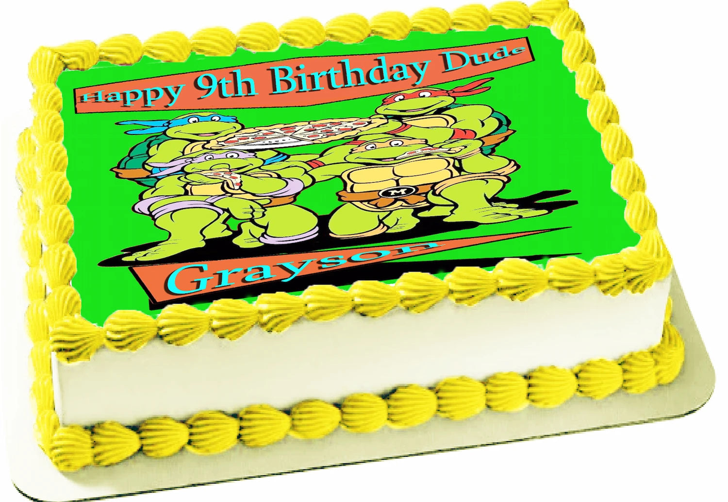 Edible Icing Images Personalized birthday cake topper with Ninja Turtle design