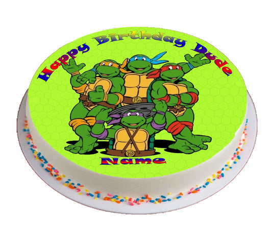 Ninja Turtle Happy Birthday Dude Edible Image Cake Topper