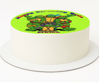Round edible icing Imags with Teenage Mutant Ninja Turtles design 