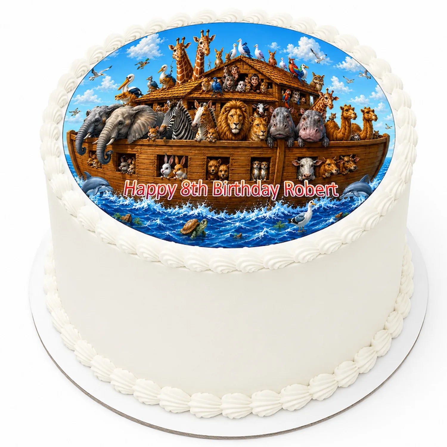 Noah's Ark Birthday Edible Image Cake Topper - precut 8" Icing Sheet - RA Pape