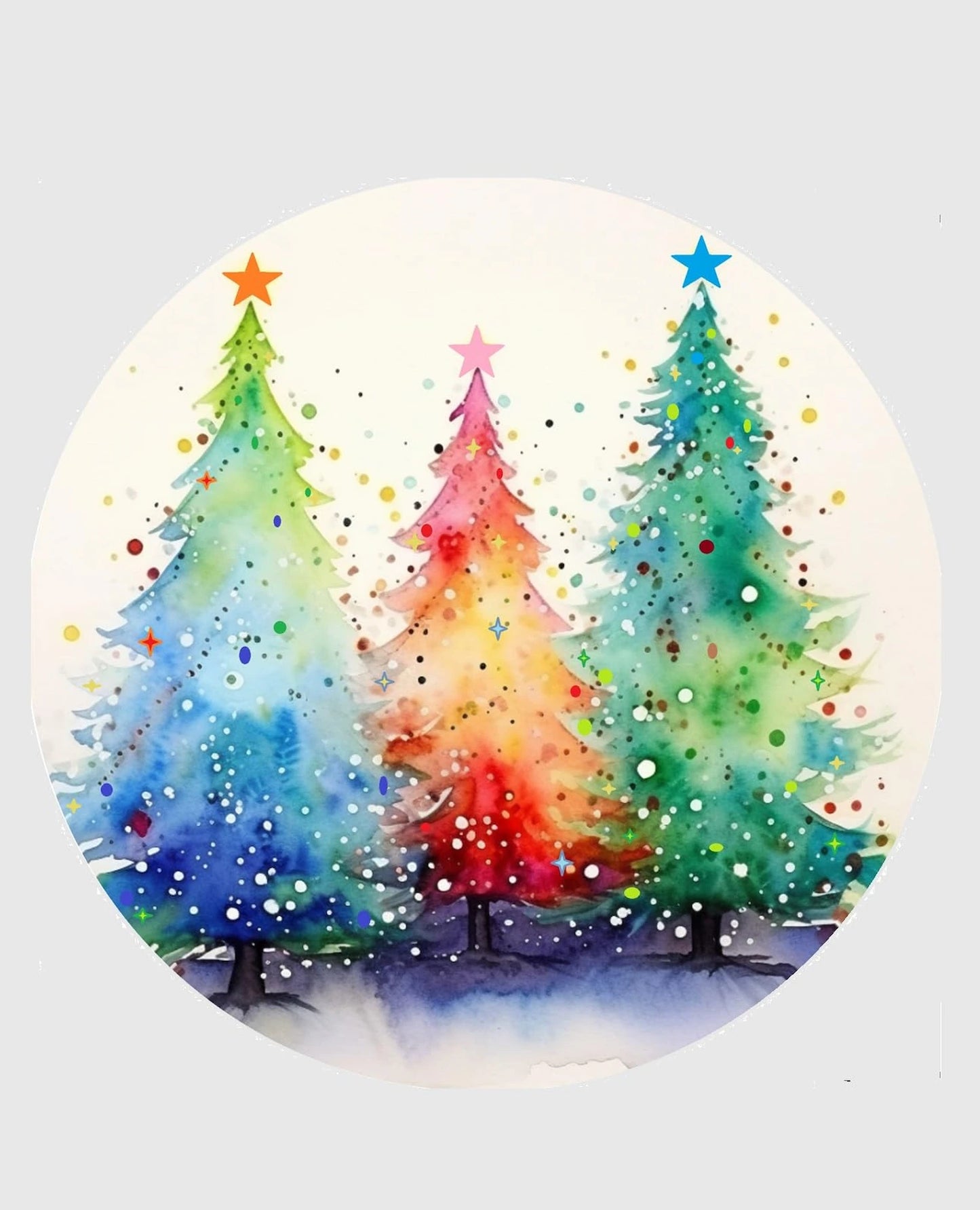 Painted Pastel Trees Christmas Edible Image Cake Topper - Easy to Use