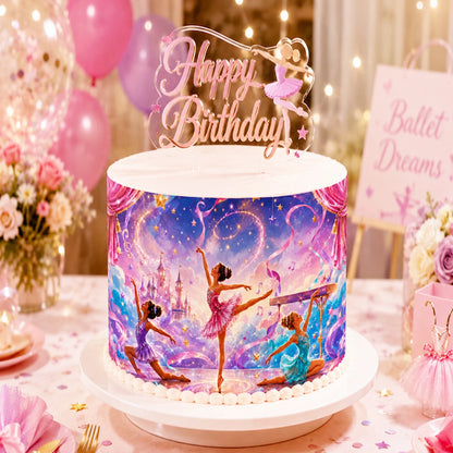Seamless Ballerina Birthday Edible Image Cake Wrap- Icing Sheet - RA Pape Celebration