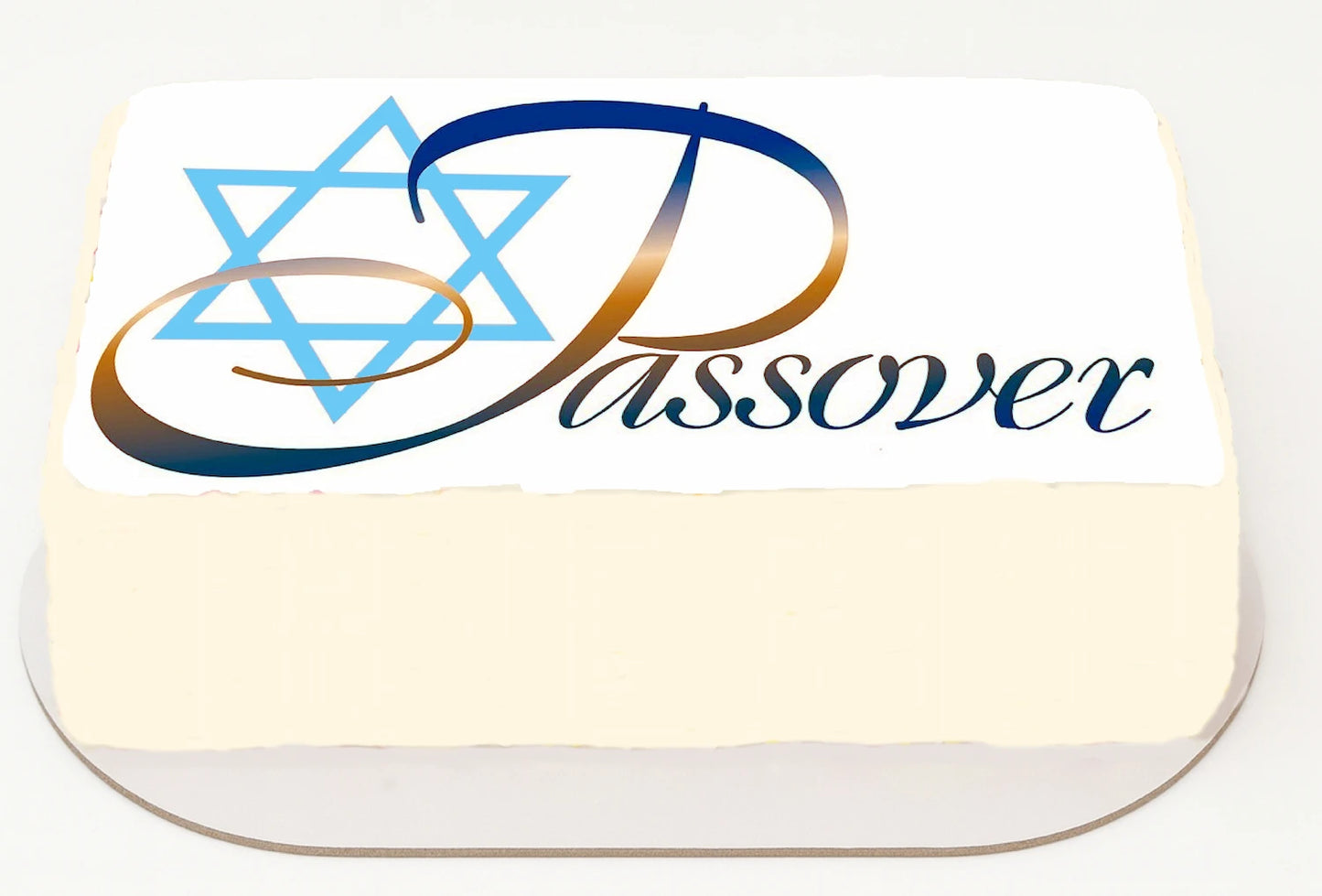 Edible Image Passover design featuring a Star of David and the word 'Passover' Cake topper