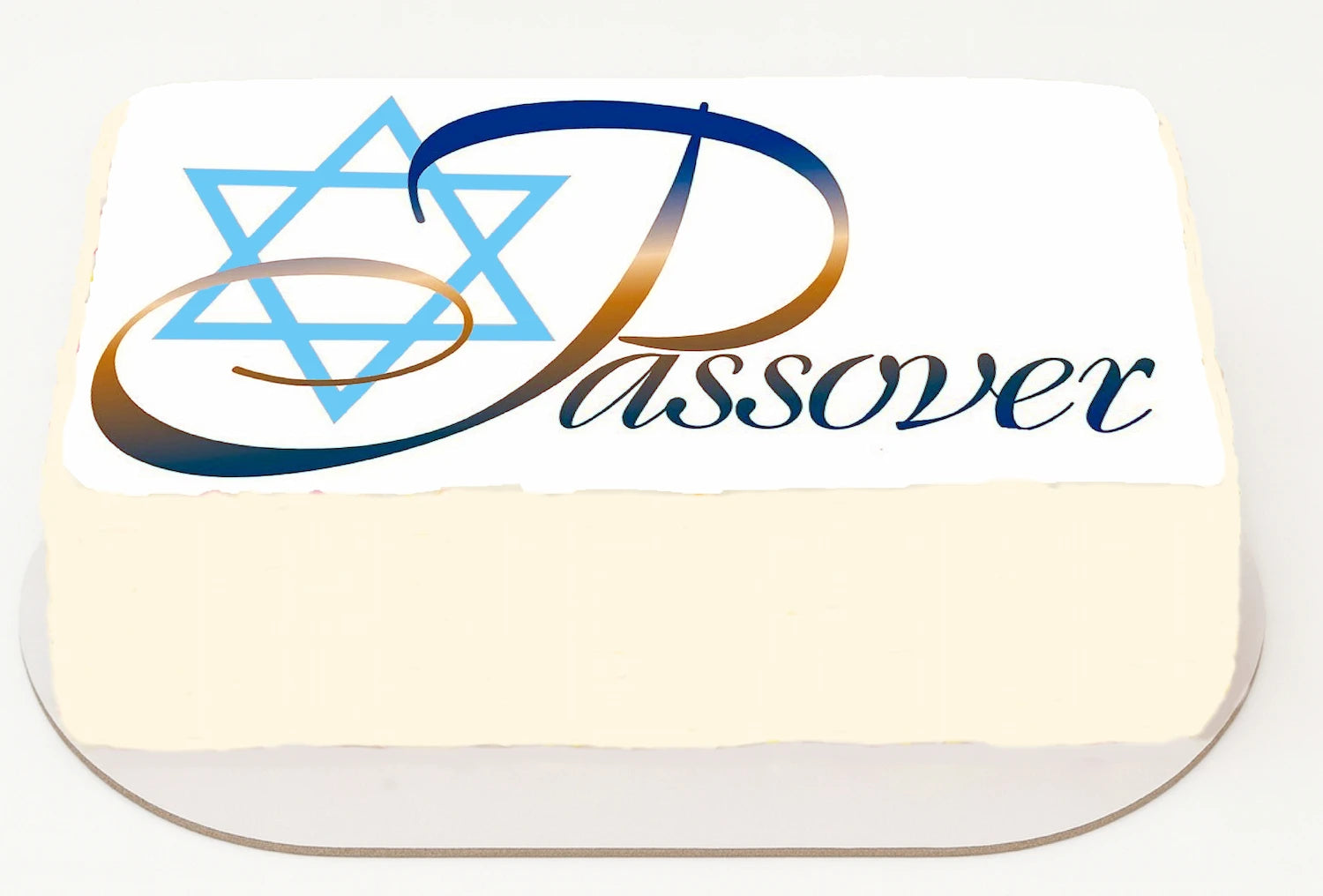 Edible Image Passover design featuring a Star of David and the word 'Passover' Cake topper