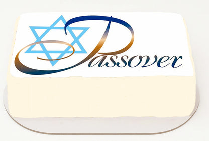 Edible Image Passover design featuring a Star of David and the word 'Passover' Cake topper
