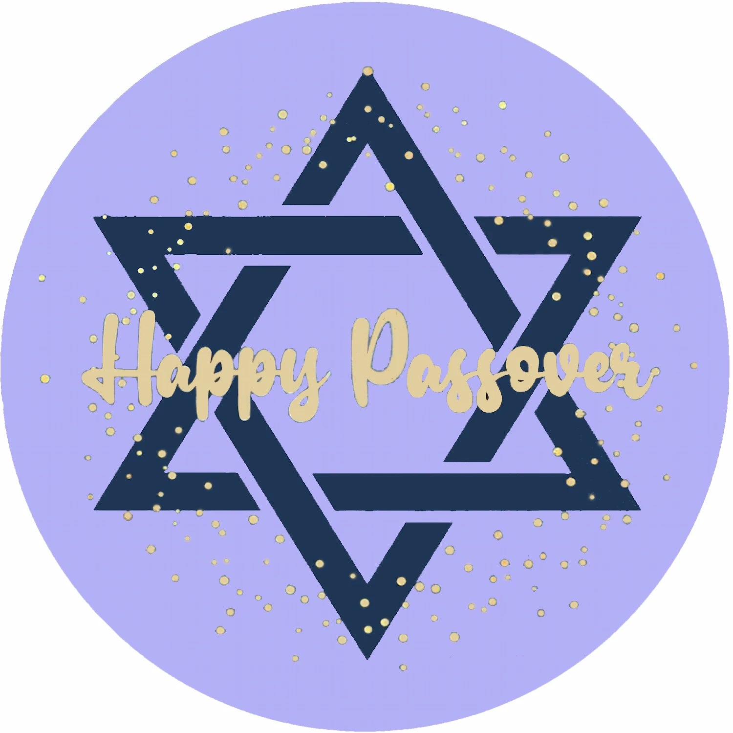 Star of David with 'Happy Passover' text on a edible image cake topper
