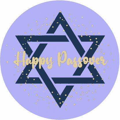 Star of David with 'Happy Passover' text on a edible image cake topper