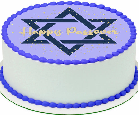 Custom Edible Cake Topper –  Passover Star of David Design – Pre-cut 8" Round Icing Sheet – RA Pape