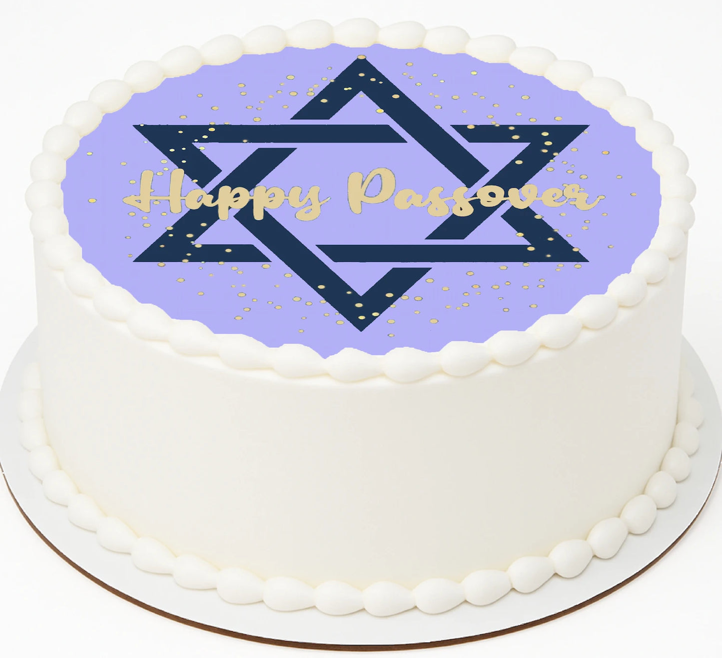 Edible Image featuring a Star of David and 'Happy Passover' text 