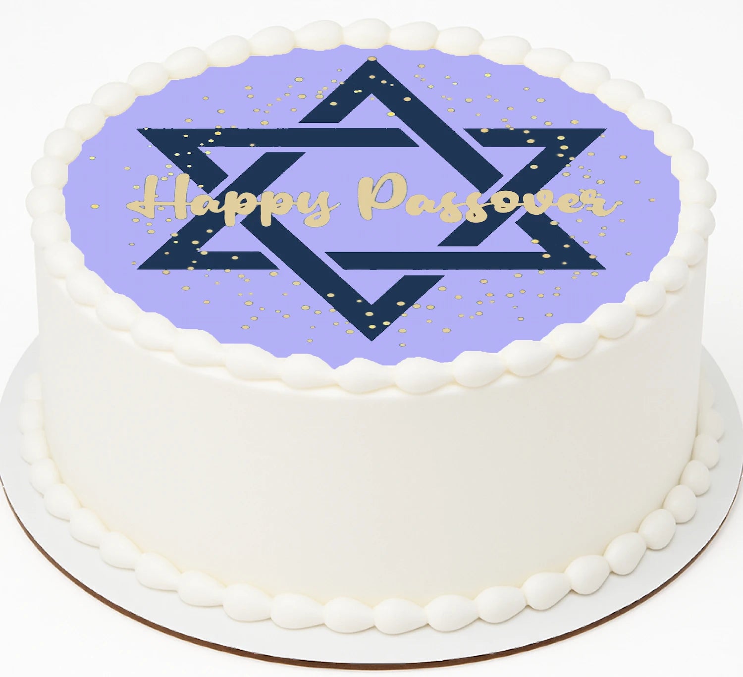 Edible Image featuring a Star of David and 'Happy Passover' text 