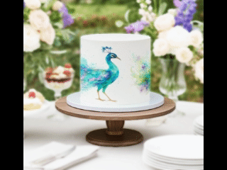 Peacock Edible Image Cake Wrap – Seamless Watercolor Design