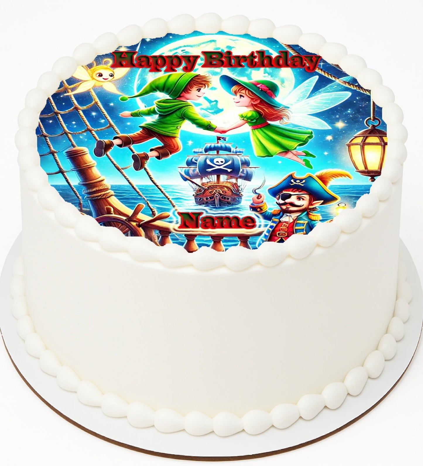 Birthday cake with Peter Pan & Wenndy Edible Iciing Image
