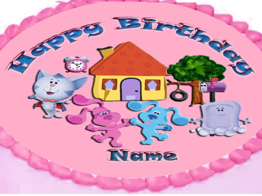 Pink Blue Clues Edible Image Cake Topper