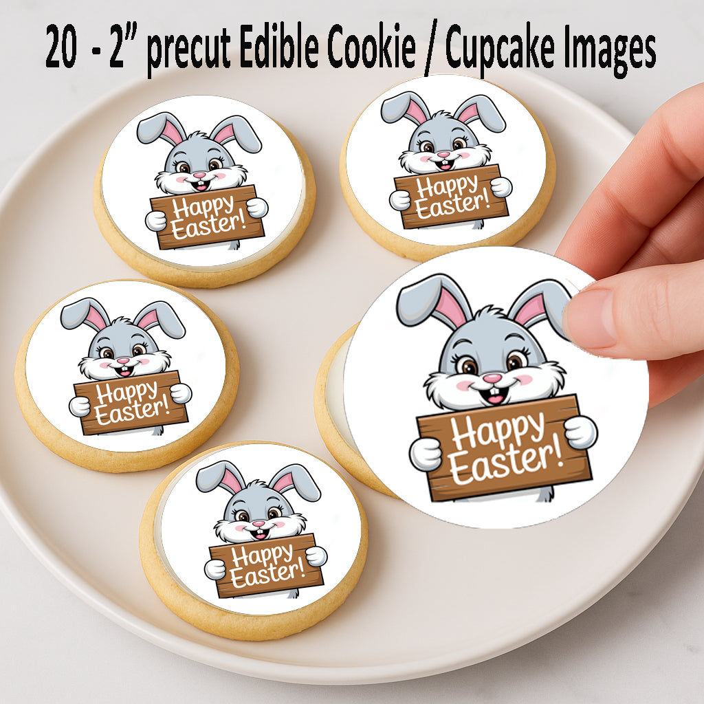 Plate of 20 pre-cut 2 inch cookie edible images