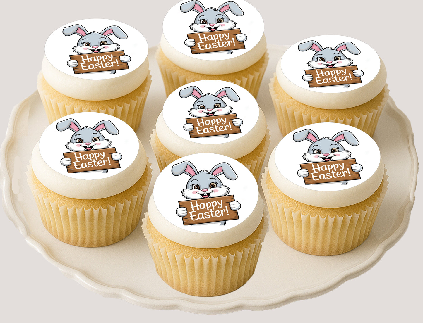 Plate of Cupcakes With Easter Edible Images