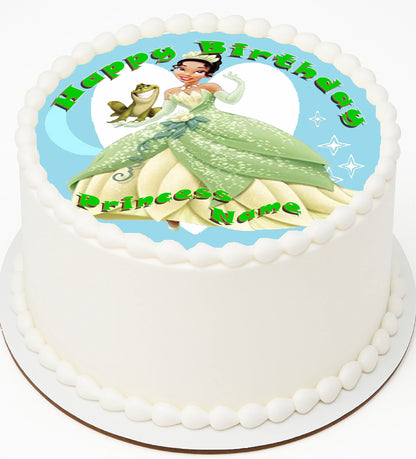 Birthday cake with a princess and frog design