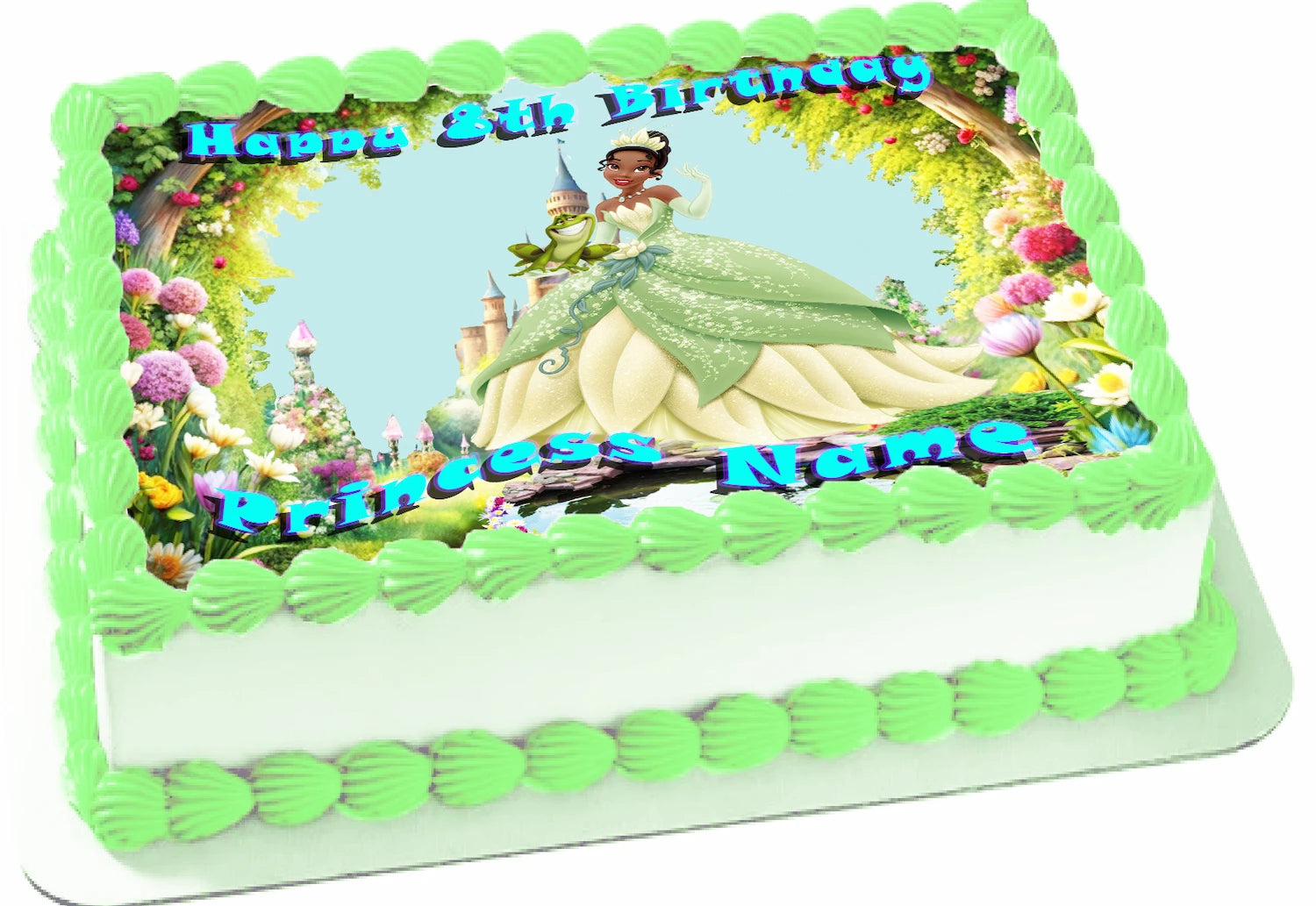 Edible Icing Image Birthday cake Topper withPrincess And Frog-themed decoration Personalized.