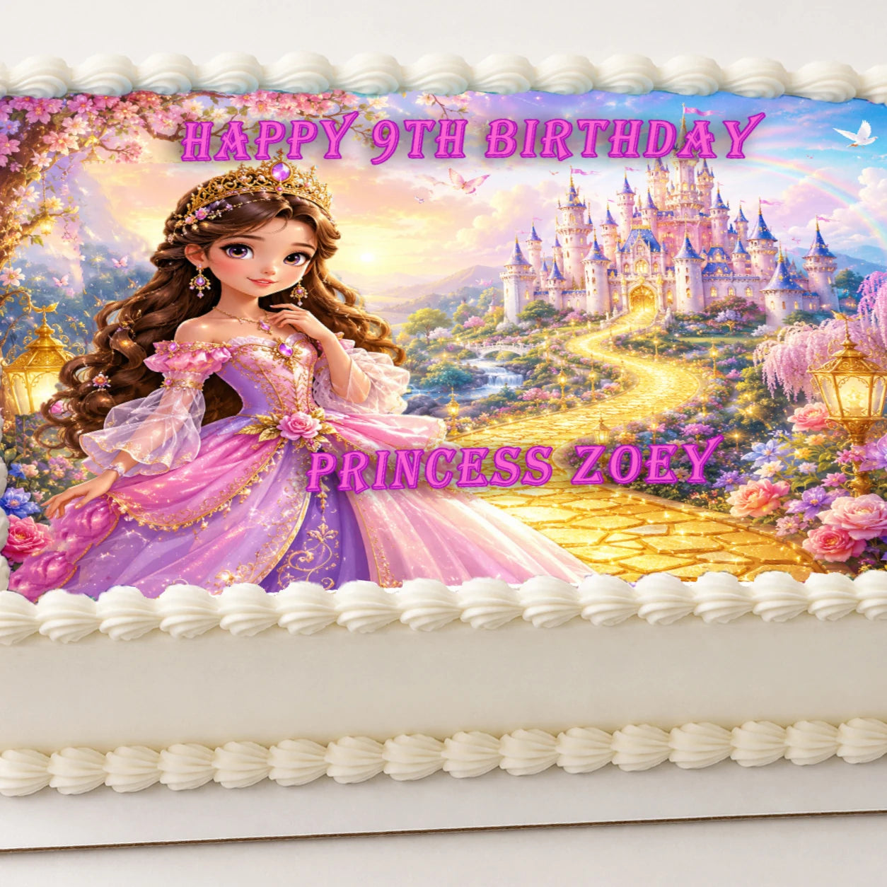 Custom Edible Image Cake Topper - Birthday Princess - -1/4 Icing Sheet - RA Pape a close look