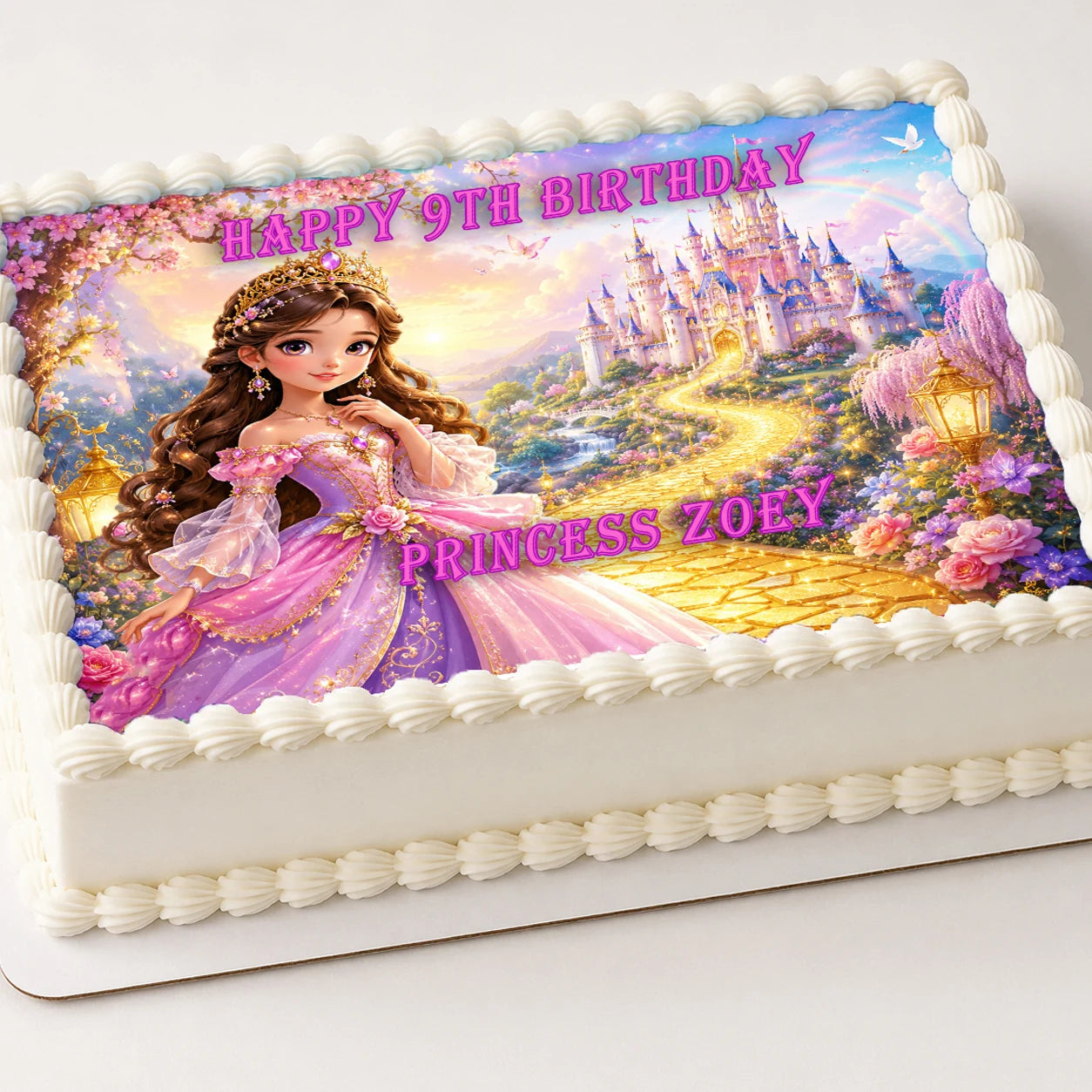Princess Birthday Edible Image Cake Topper - 1/4 Icing Sheet - RA Pape
