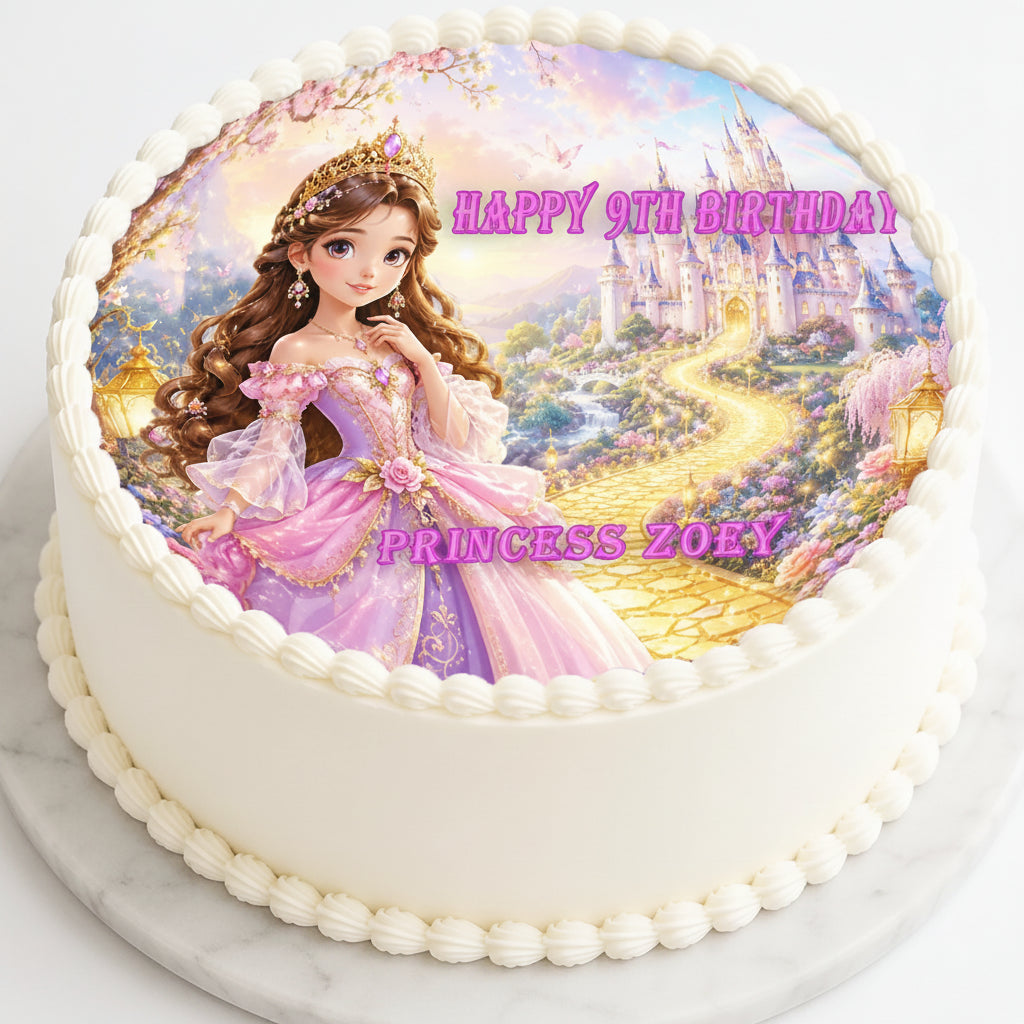 Princess Birthday Edible Image Cake Topper -  Precut 8" Icing Sheet - RA Pape