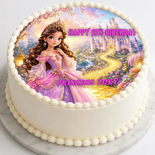 Princess Birthday Edible Image Cake Topper - Precut 8" Icing Sheet