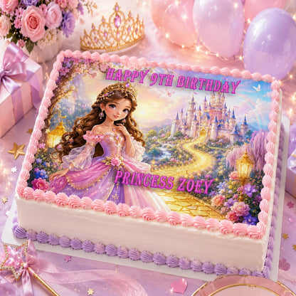 Princess Birthday Edible Image Cake Topper - 1/4 Icing Sheet - RA Pape
