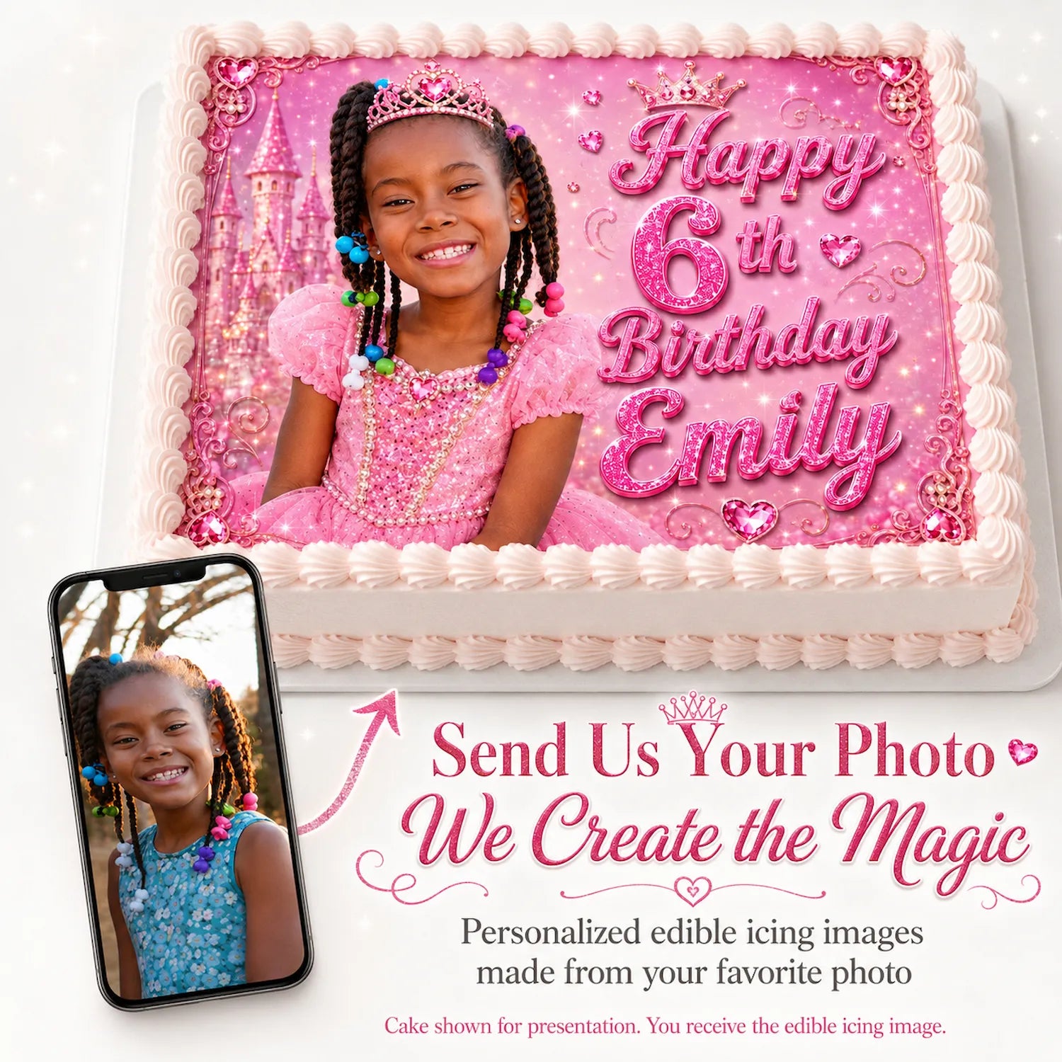 Princess Edible Image Cake Topper - Kid's Photo Birthday - 1/4 Icing Sheet - RA Pape Send us your image or photo