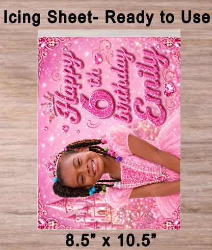 Precut Princess Edible Image Cake Topper - Kid's Photo Birthday - 1/4 Icing Sheet - RA Pape no special tools needed