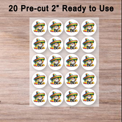 Ready to Use - Cinco De Mayo Gnome Design – Icing Sheet Cookie & Cupcake Images –20 Pre-cut 2” Round– RA Pape