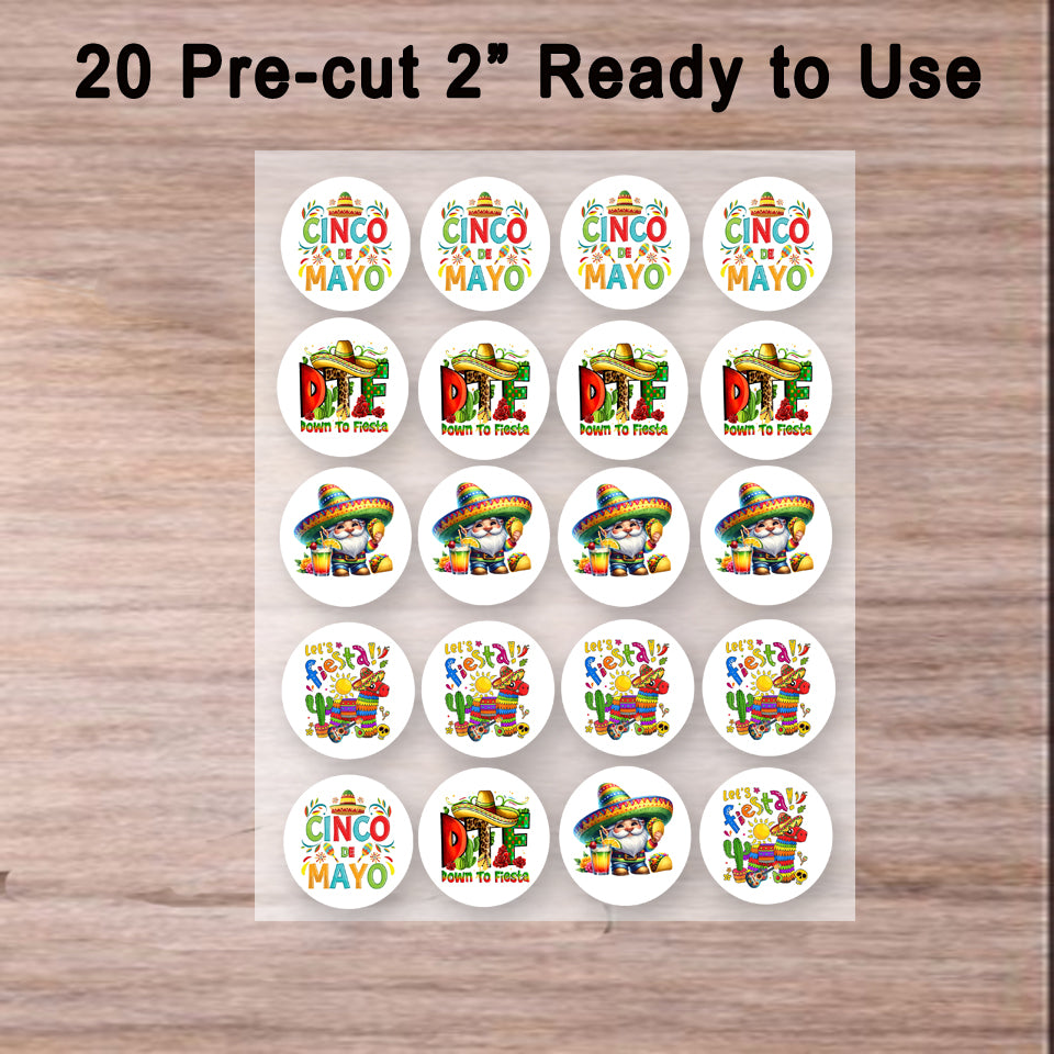 Ready to Use Custom Edible Cake Topper – Cinco De Mayo Colection – Icing Sheet Cookie & Cupcake Images –20 Pre-cut 2” Round– RA Pape