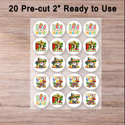Ready to Use Custom Edible Cake Topper – Cinco De Mayo Colection – Icing Sheet Cookie & Cupcake Images –20 Pre-cut 2” Round– RA Pape