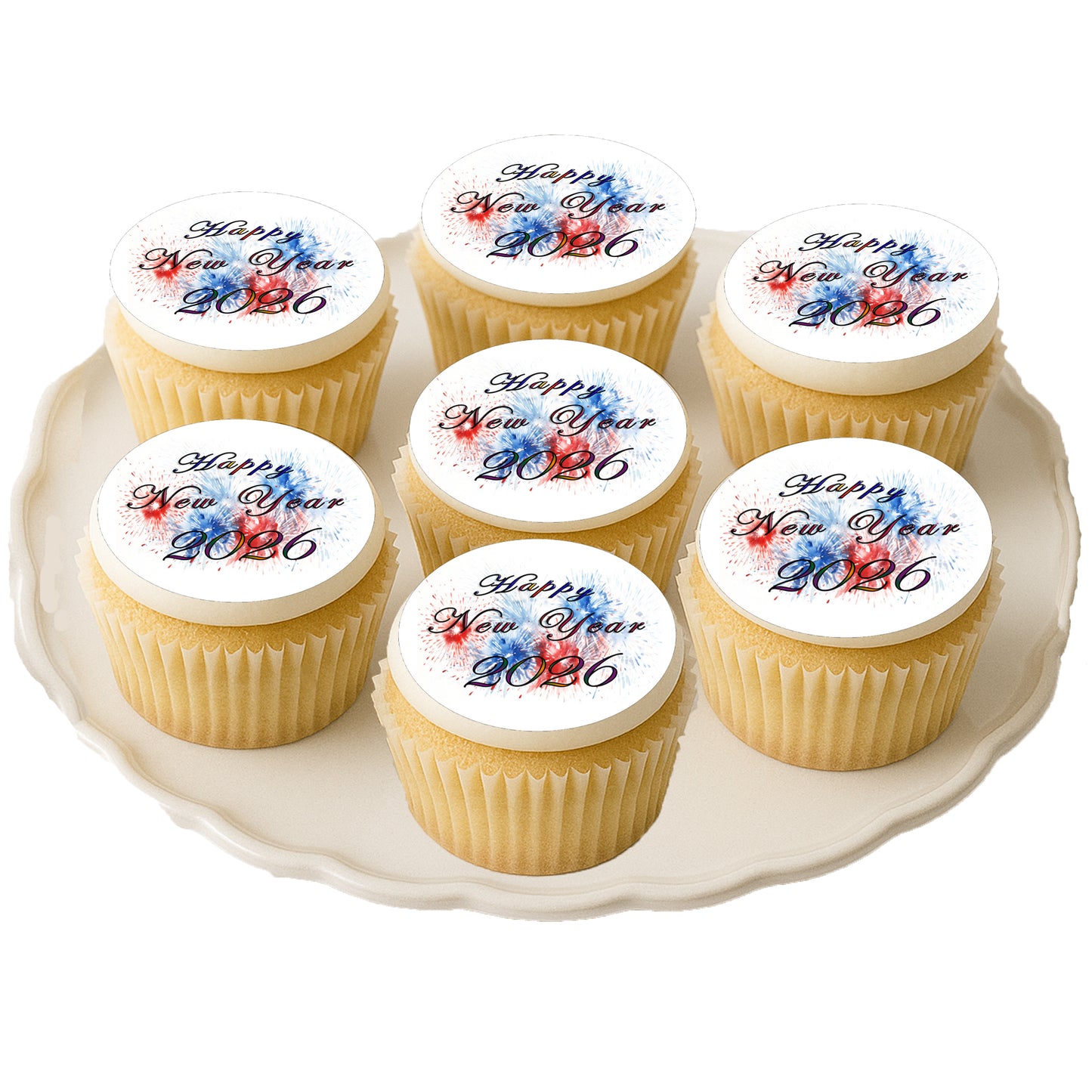 Red White & Blue Fireworks Edible Image Cookie & Cupcake Topper easy to use