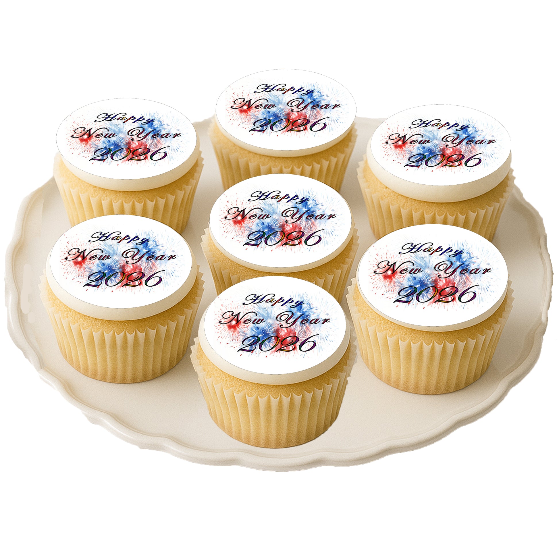 Red White & Blue Fireworks Edible Image Cookie & Cupcake Topper easy to use