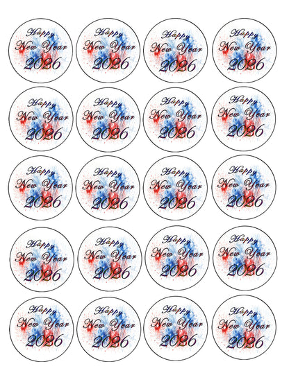 sheet of Red White & Blue Fireworks Edible Image Cookie & Cupcake Topper